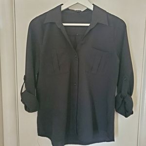 Black sheer button down blouse